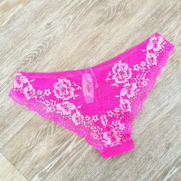 Victoria's Secret Vintage Cheekini Bikini Pink Lace Rhinestone Crystal Panty NWT - Picture 5 of 16